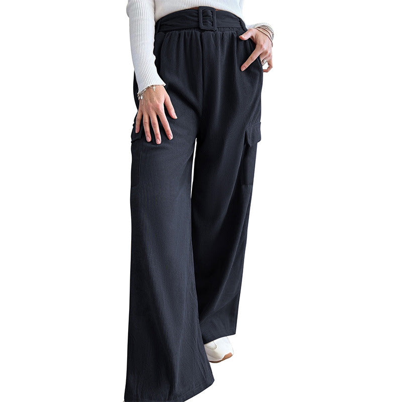 Artisio | Women High Waist Belted Pants