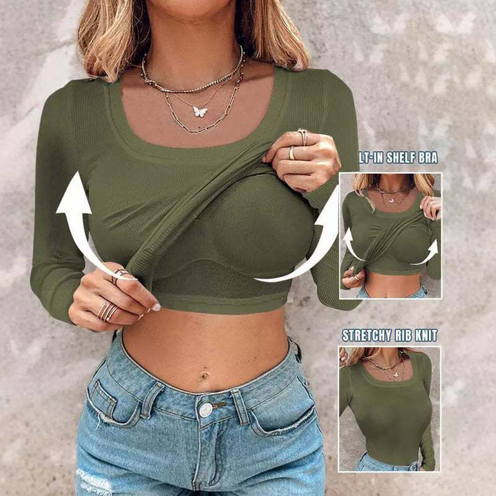 Artisio | Women Built In Bra Ribbed Top
