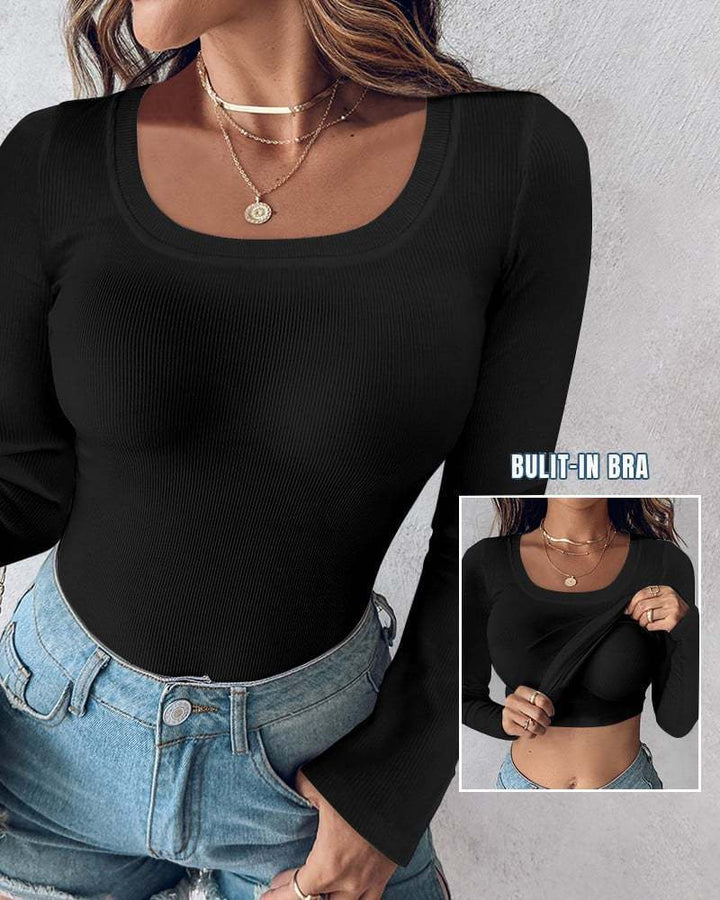 Artisio | Women Built In Bra Ribbed Top