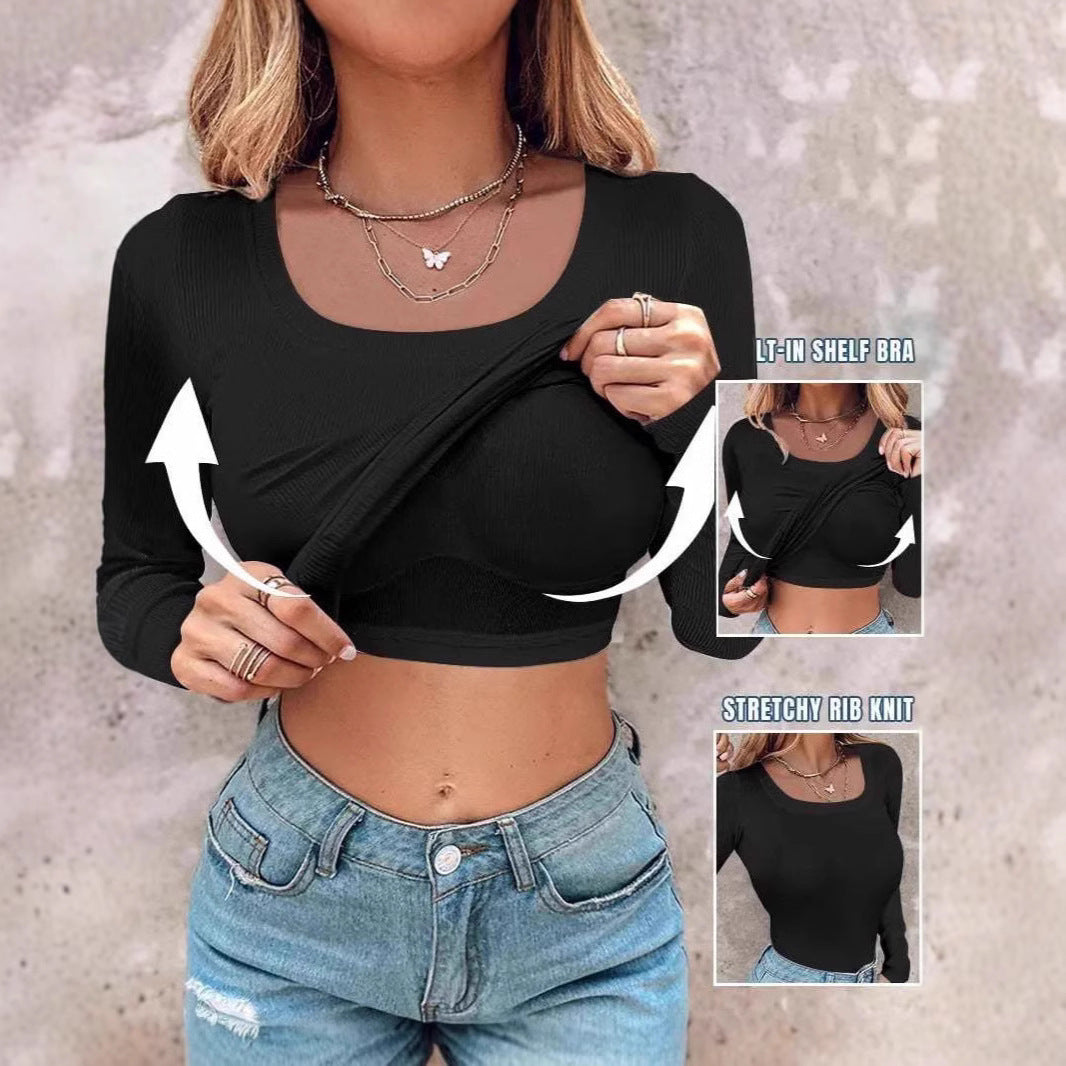 Artisio | Women Built In Bra Ribbed Top