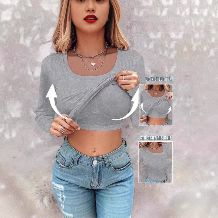 Artisio | Women Built In Bra Ribbed Top