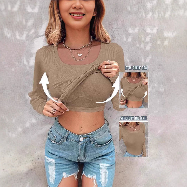 Artisio | Women Built In Bra Ribbed Top