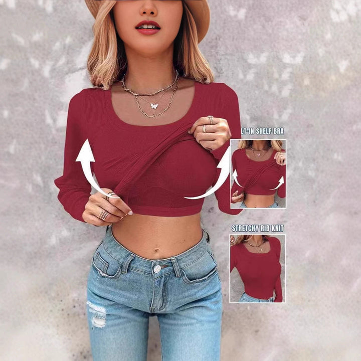 Artisio | Women Built In Bra Ribbed Top