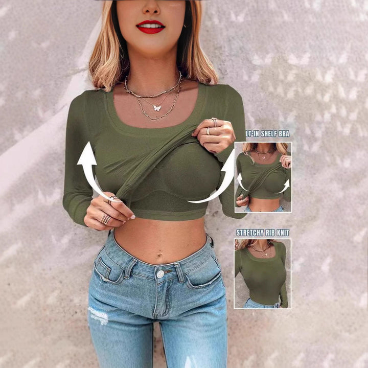 Artisio | Women Built In Bra Ribbed Top