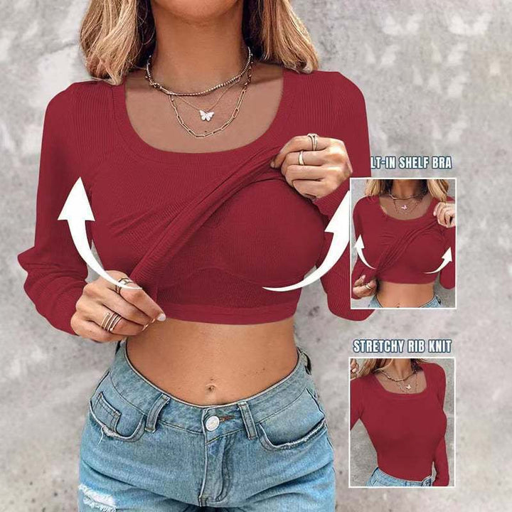 Artisio | Women Built In Bra Ribbed Top