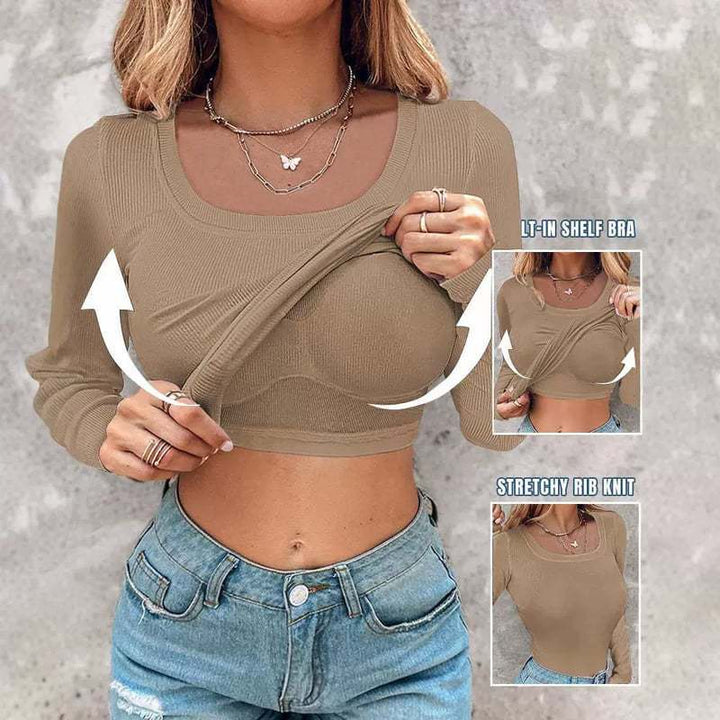 Artisio | Women Built In Bra Ribbed Top