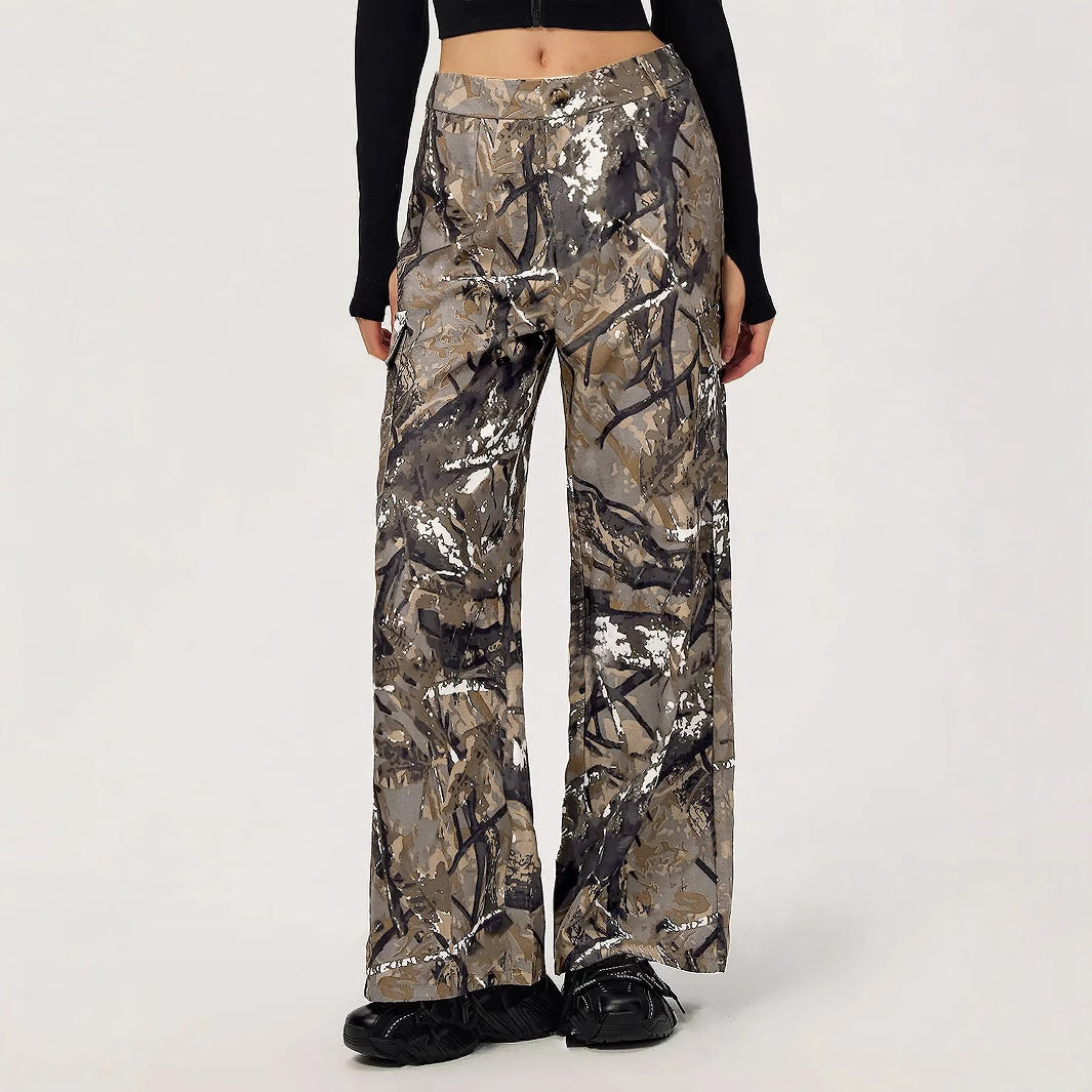 Artisio | Women Camo Cargo Wide Pants