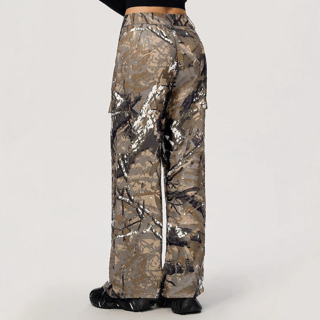 Artisio | Women Camo Cargo Wide Pants