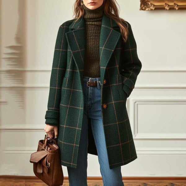 Artisio | Women Classic Check Long Coat