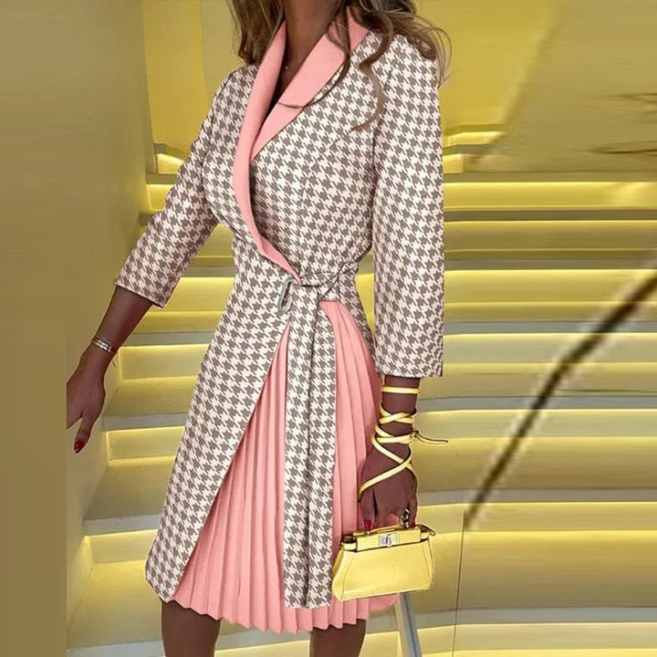 Artisio | Women Classic Houndstooth Midi Dress