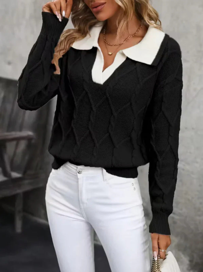 Artisio | Women Classic Knit Collar Sweater