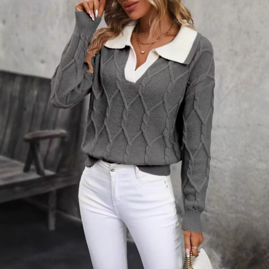 Artisio | Women Classic Knit Collar Sweater