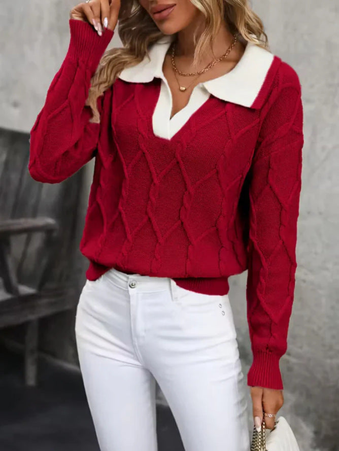 Artisio | Women Classic Knit Collar Sweater