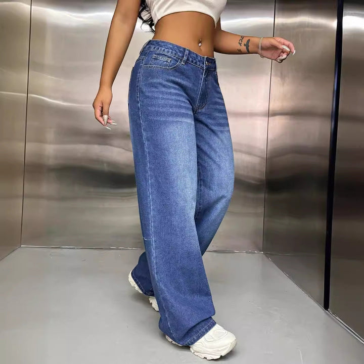 Artisio | Women Classic Wide Leg Denim Jeans