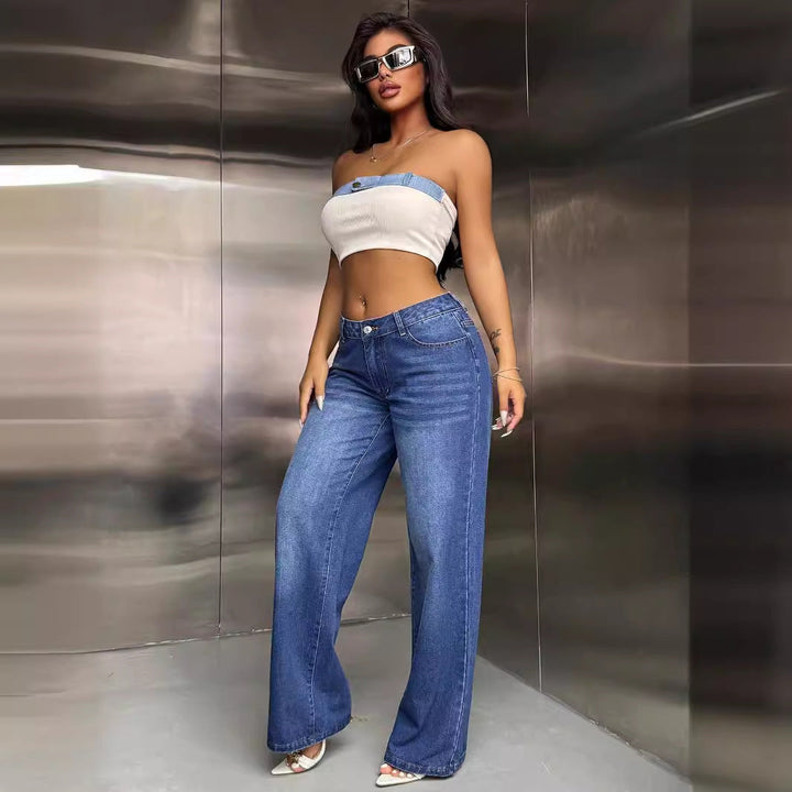 Artisio | Women Classic Wide Leg Denim Jeans
