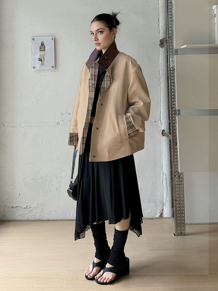 Artisio | Women Contrast Collar Casual Jacket