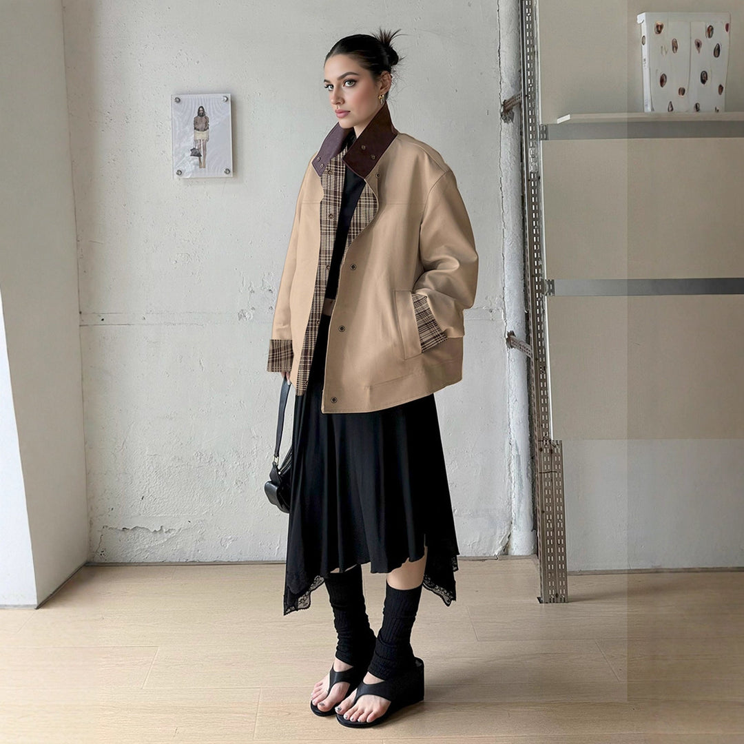 Artisio | Women Contrast Collar Casual Jacket