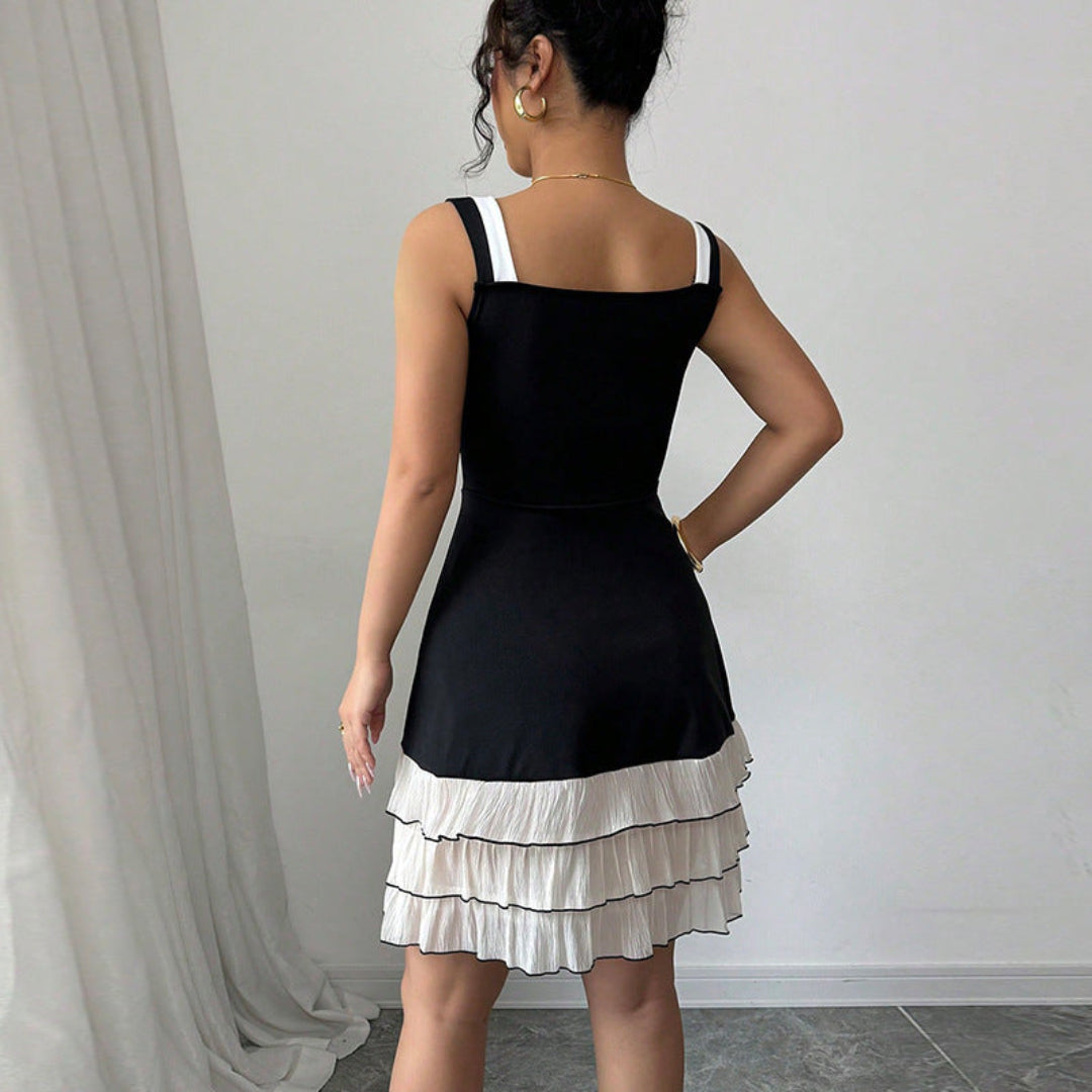 Artisio | Women Contrast Ruffle Mini Dress
