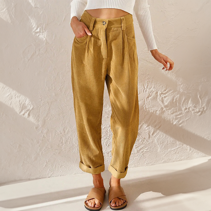 Artisio | Women Corduroy High Waist Pants