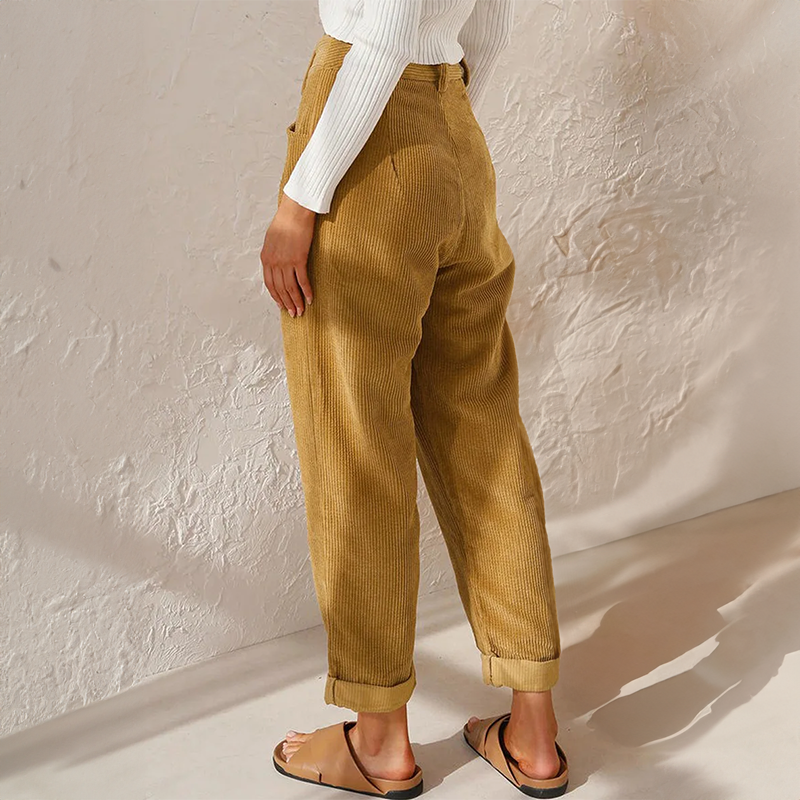 Artisio | Women Corduroy High Waist Pants