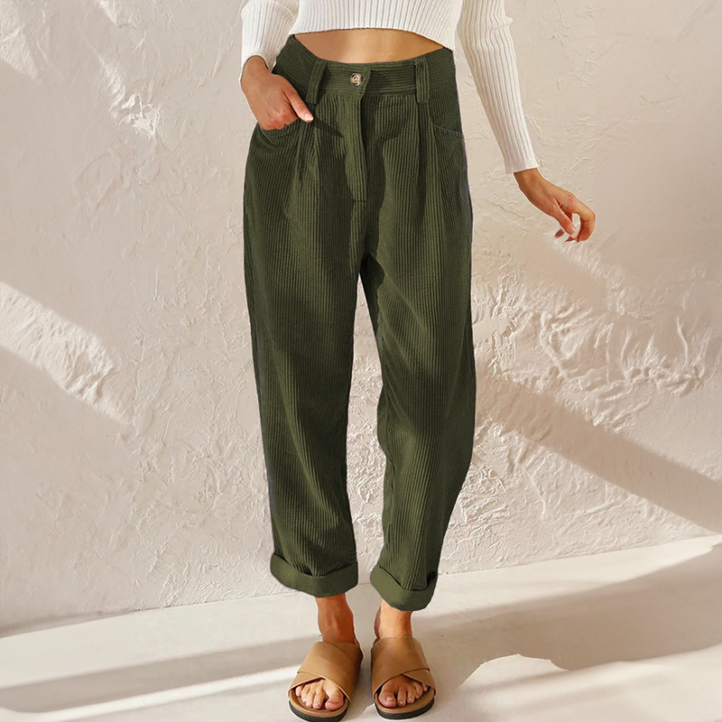 Artisio | Women Corduroy High Waist Pants