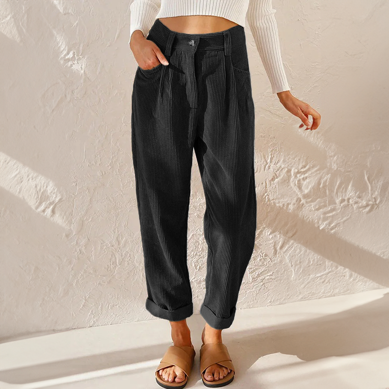 Artisio | Women Corduroy High Waist Pants