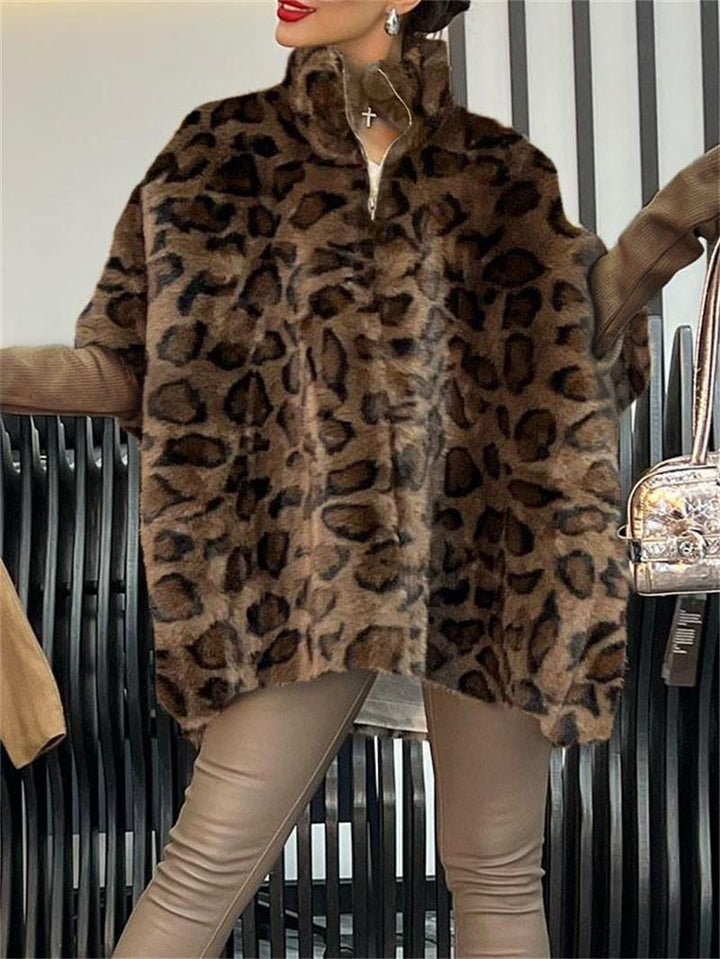 Artisio | Women Cozy Leopard Fur Jacket