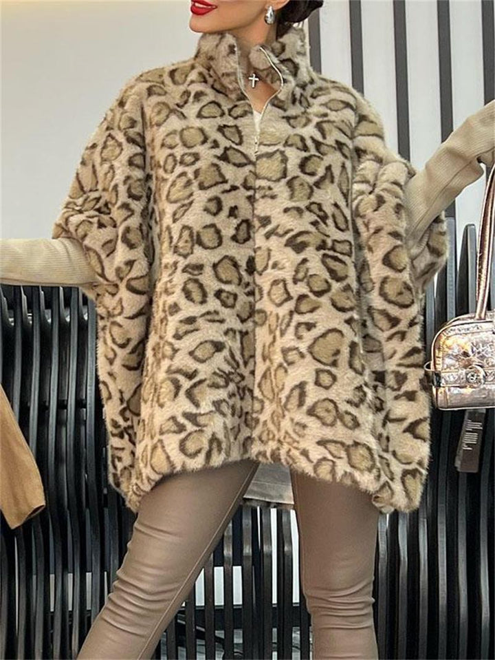 Artisio | Women Cozy Leopard Fur Jacket
