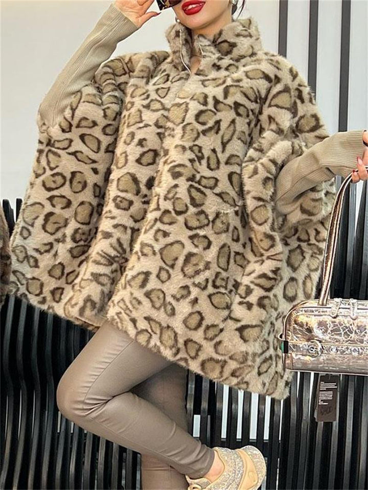Artisio | Women Cozy Leopard Fur Jacket