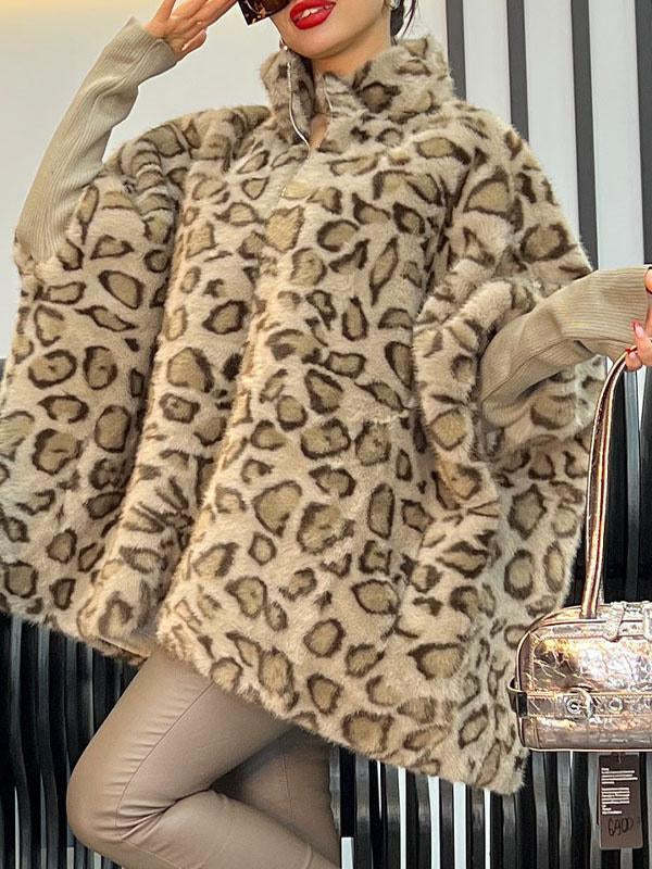 Artisio | Women Cozy Leopard Fur Jacket