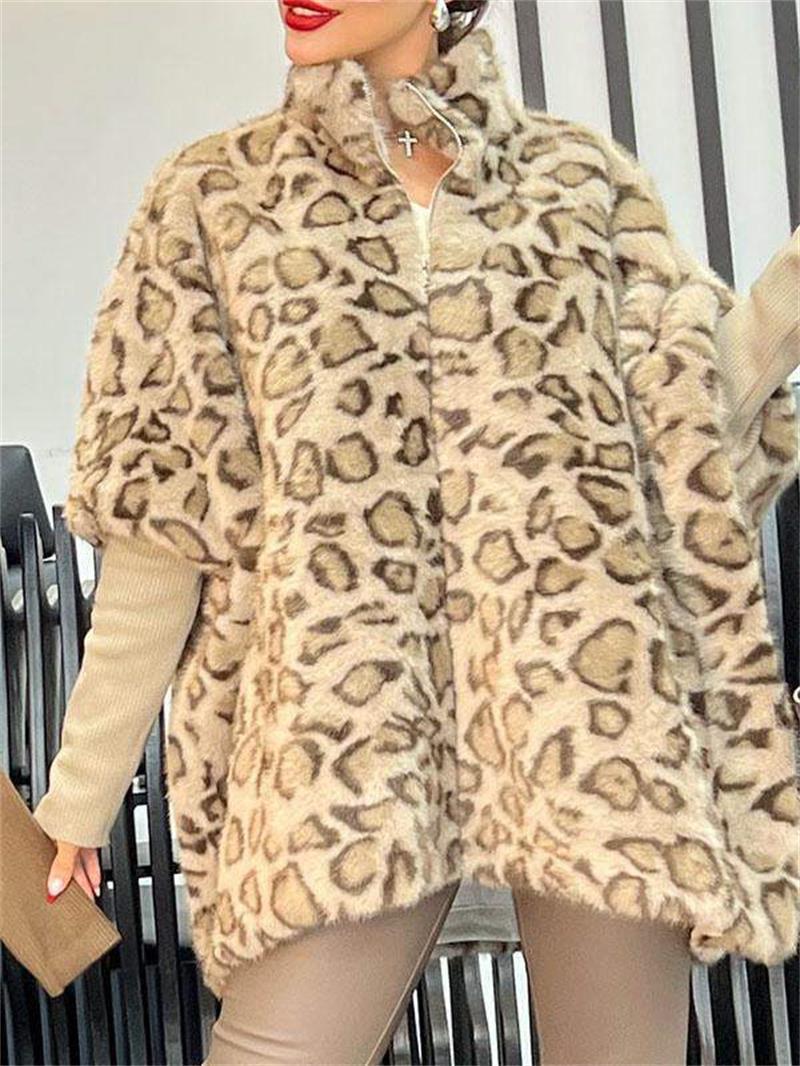 Artisio | Women Cozy Leopard Fur Jacket