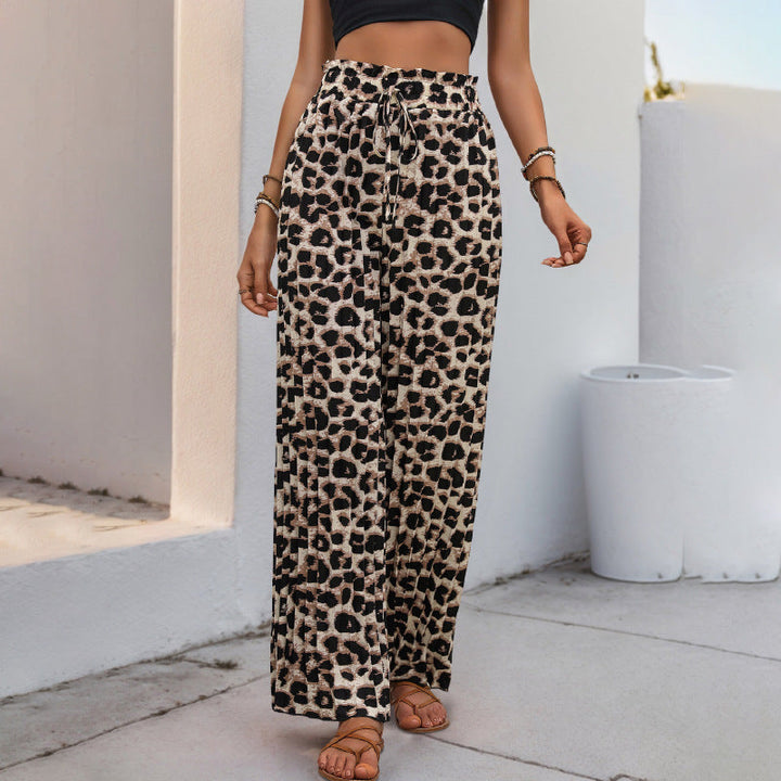 Artisio | Women Drawstring Leopard Pants