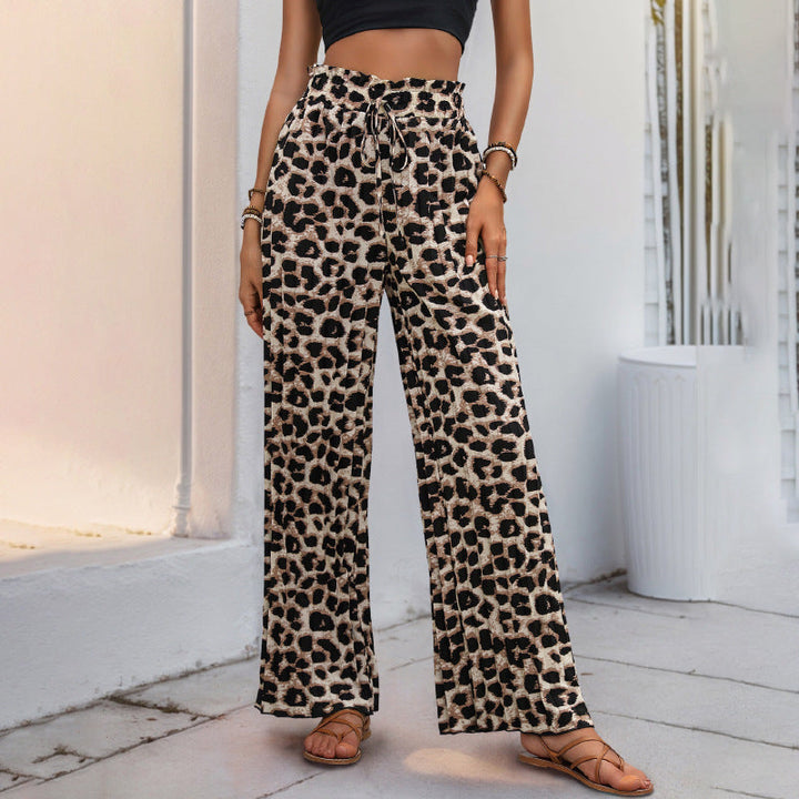 Artisio | Women Drawstring Leopard Pants