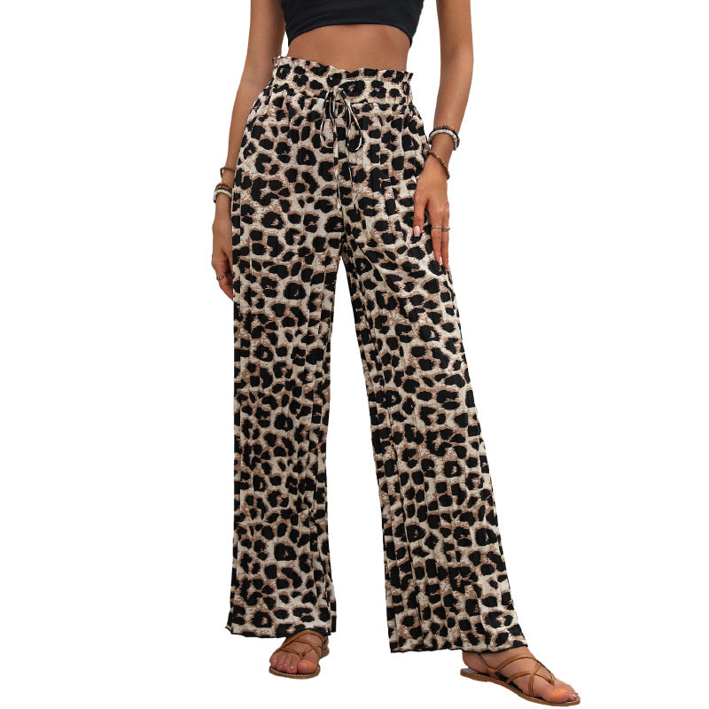 Artisio | Women Drawstring Leopard Pants