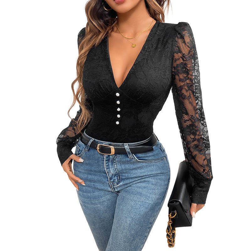 Artisio | Women Elegant Button Bodysuit