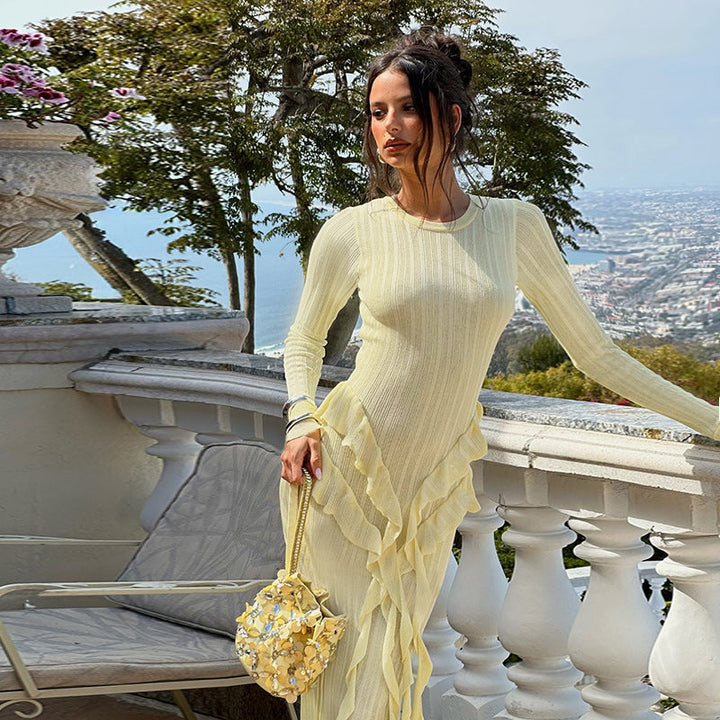 Artisio | Women Elegant Ribbed Maxi Dress