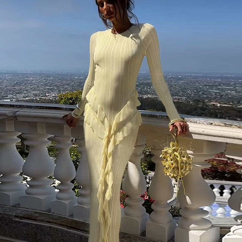 Artisio | Women Elegant Ribbed Maxi Dress