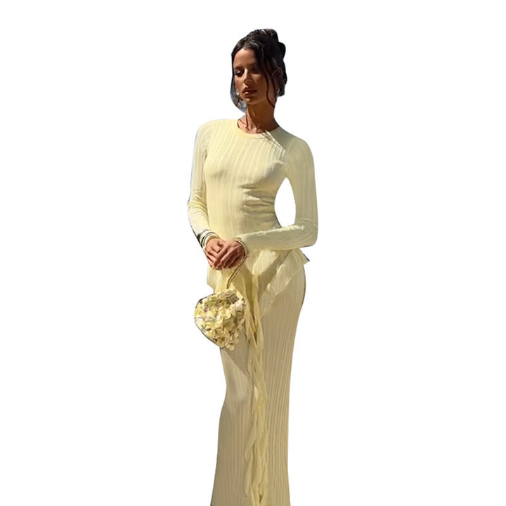 Artisio | Women Elegant Ribbed Maxi Dress
