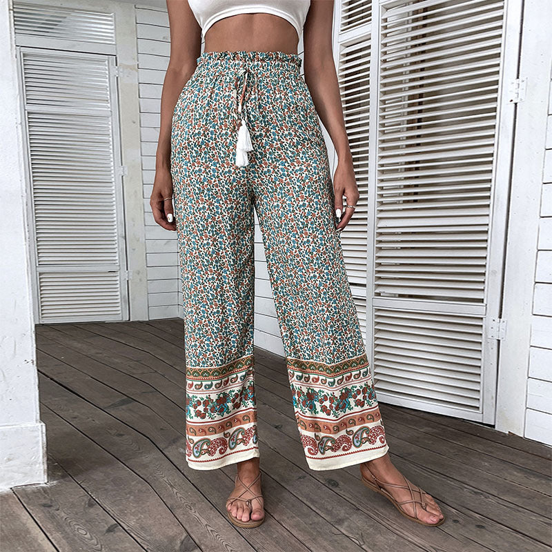 Artisio | Women Floral Border Pants