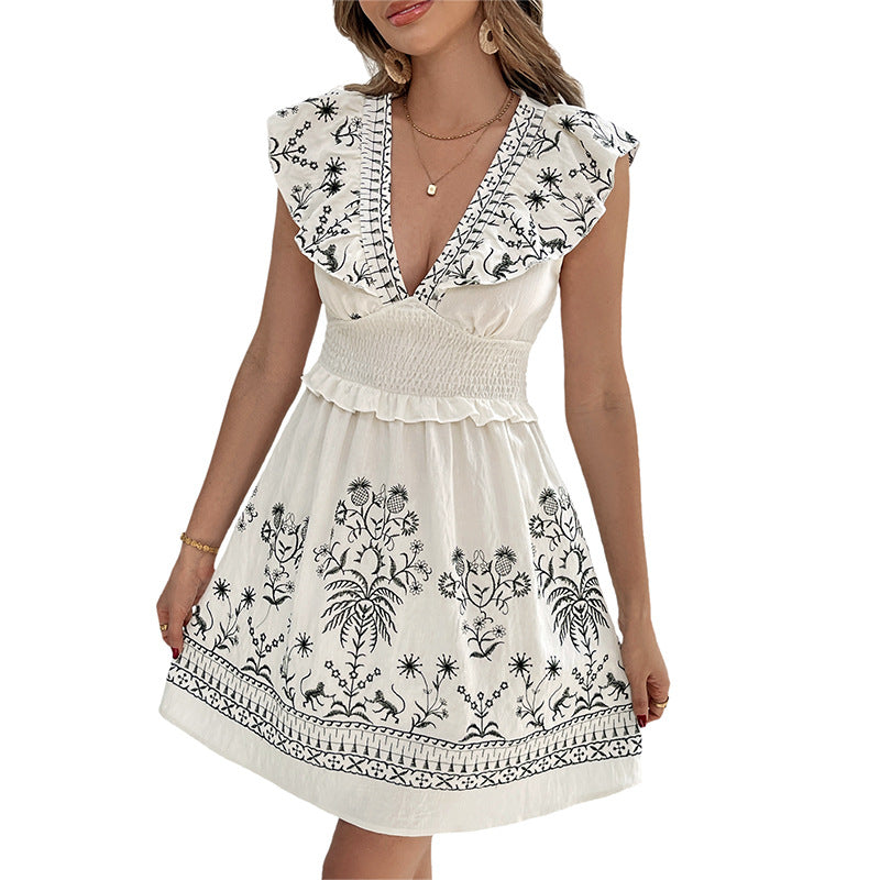 Artisio | Women Floral Embroidery Mini Dress