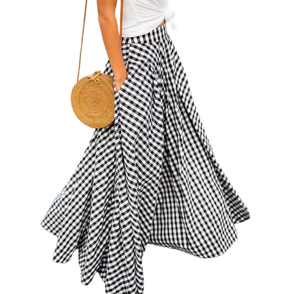 Artisio | Women Flowing Plaid Maxi Skirt