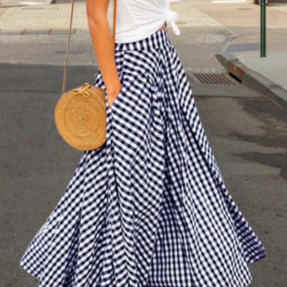 Artisio | Women Flowing Plaid Maxi Skirt