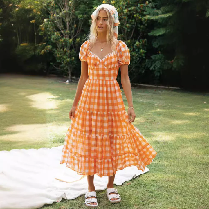 Artisio | Women Gingham Maxi Dress