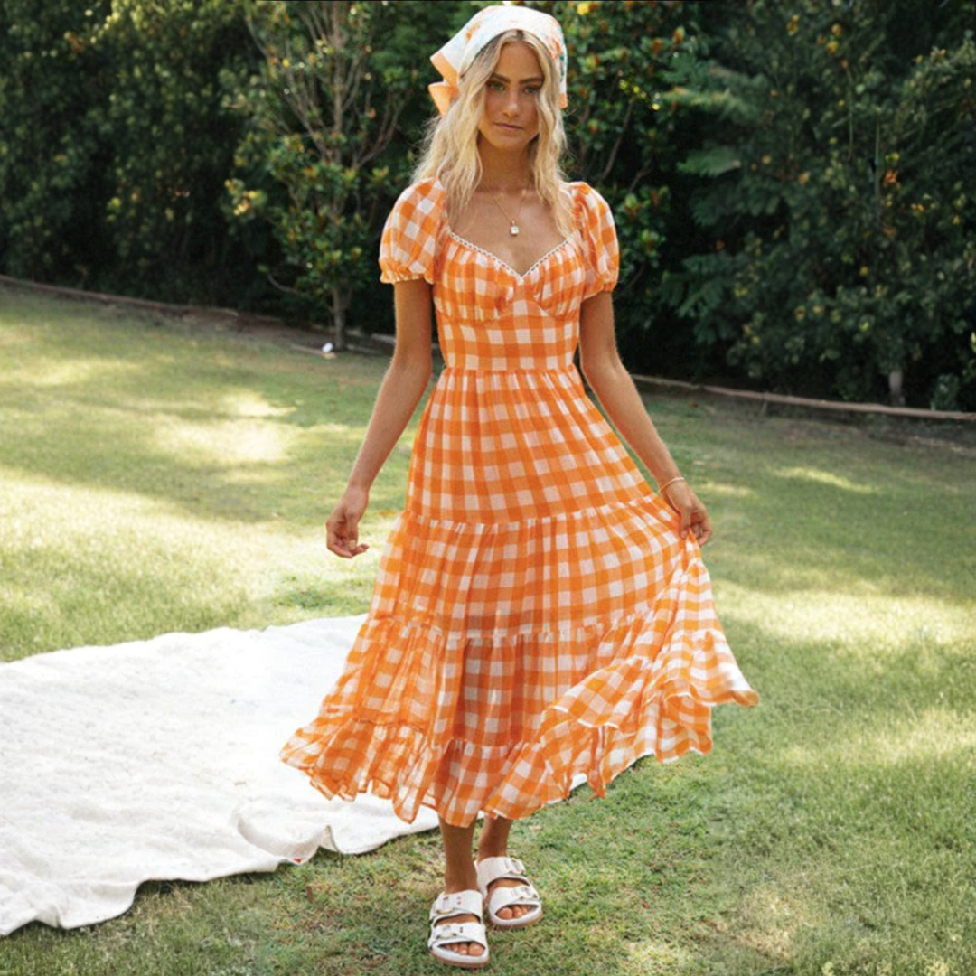 Artisio | Women Gingham Maxi Dress
