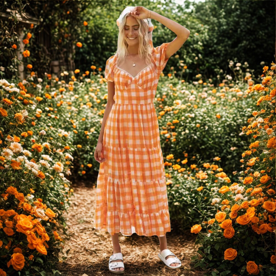 Artisio | Women Gingham Maxi Dress