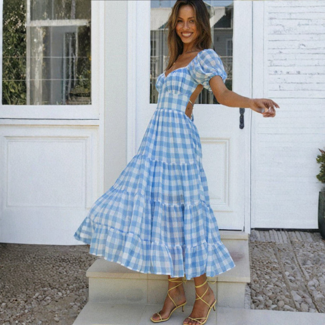 Artisio | Women Gingham Maxi Dress