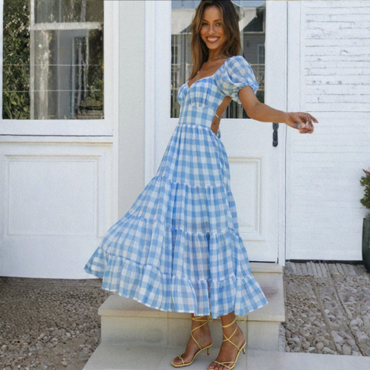 Artisio | Women Gingham Maxi Dress