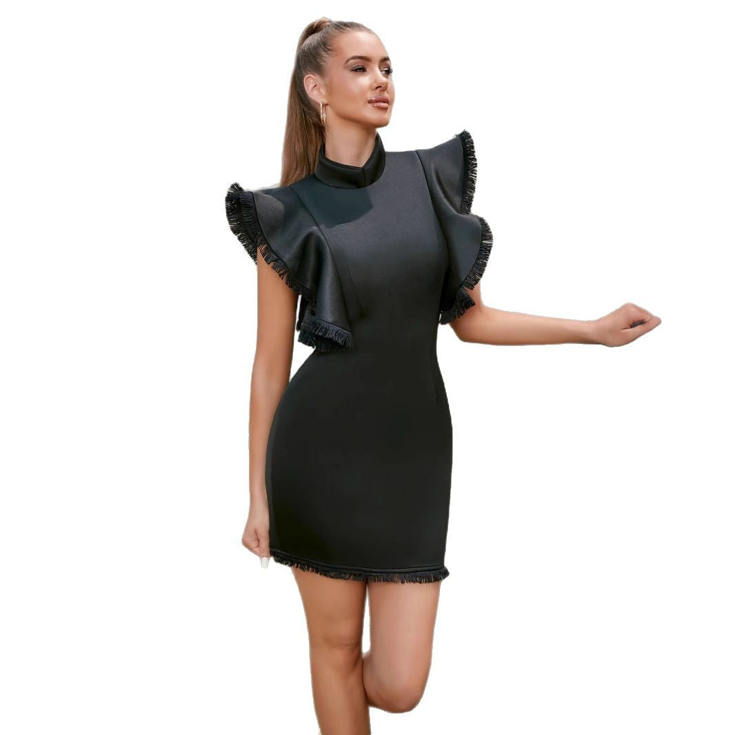 Artisio | Women High Neck Ruffle Mini Dress