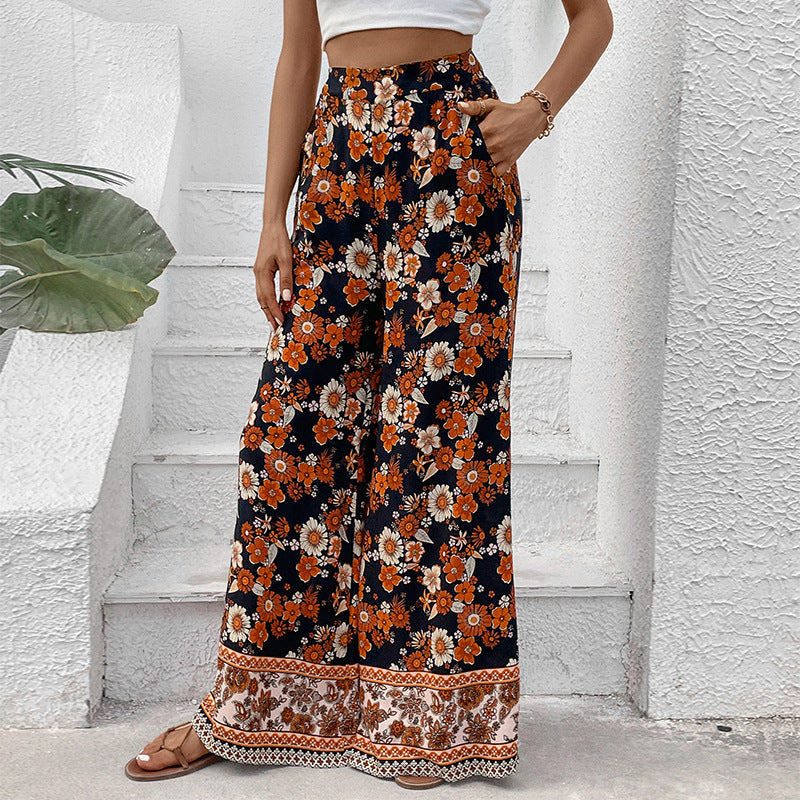 Artisio | Women High Waist Floral Pants
