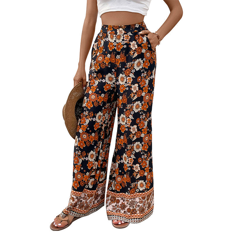 Artisio | Women High Waist Floral Pants
